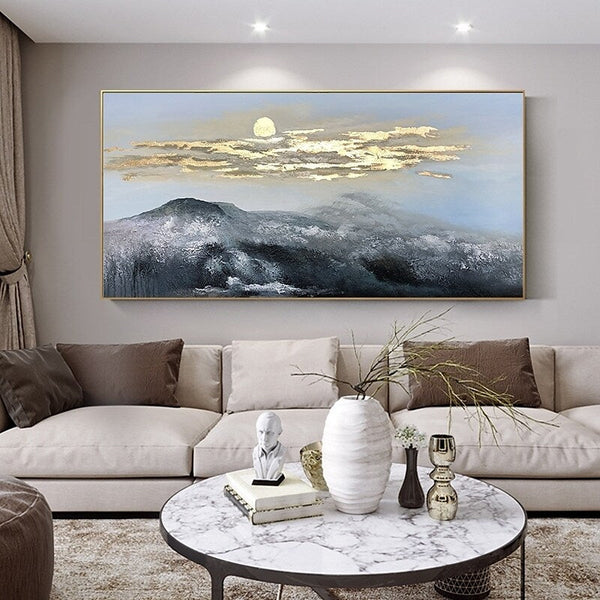 Misty Moon Mountains Painting